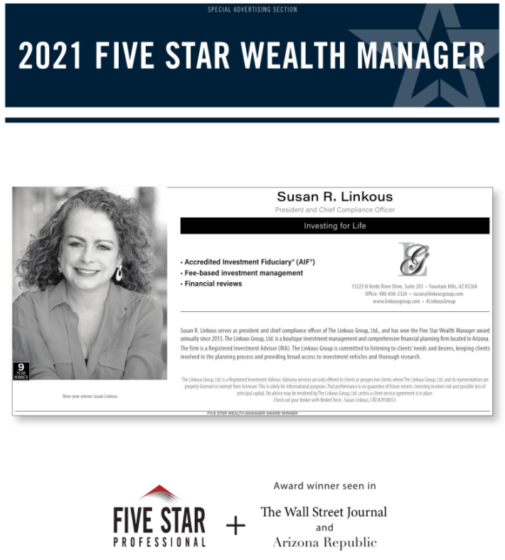 Linkous Five Star Wealth Manager Award Winner 2021